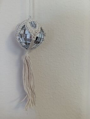 Handmade Beige Mirror Disco Ball Ornament